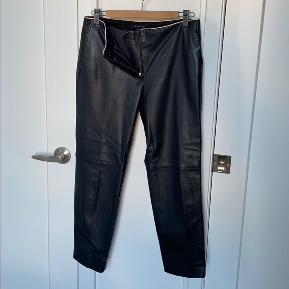 Theory Lambskin Leather Pants